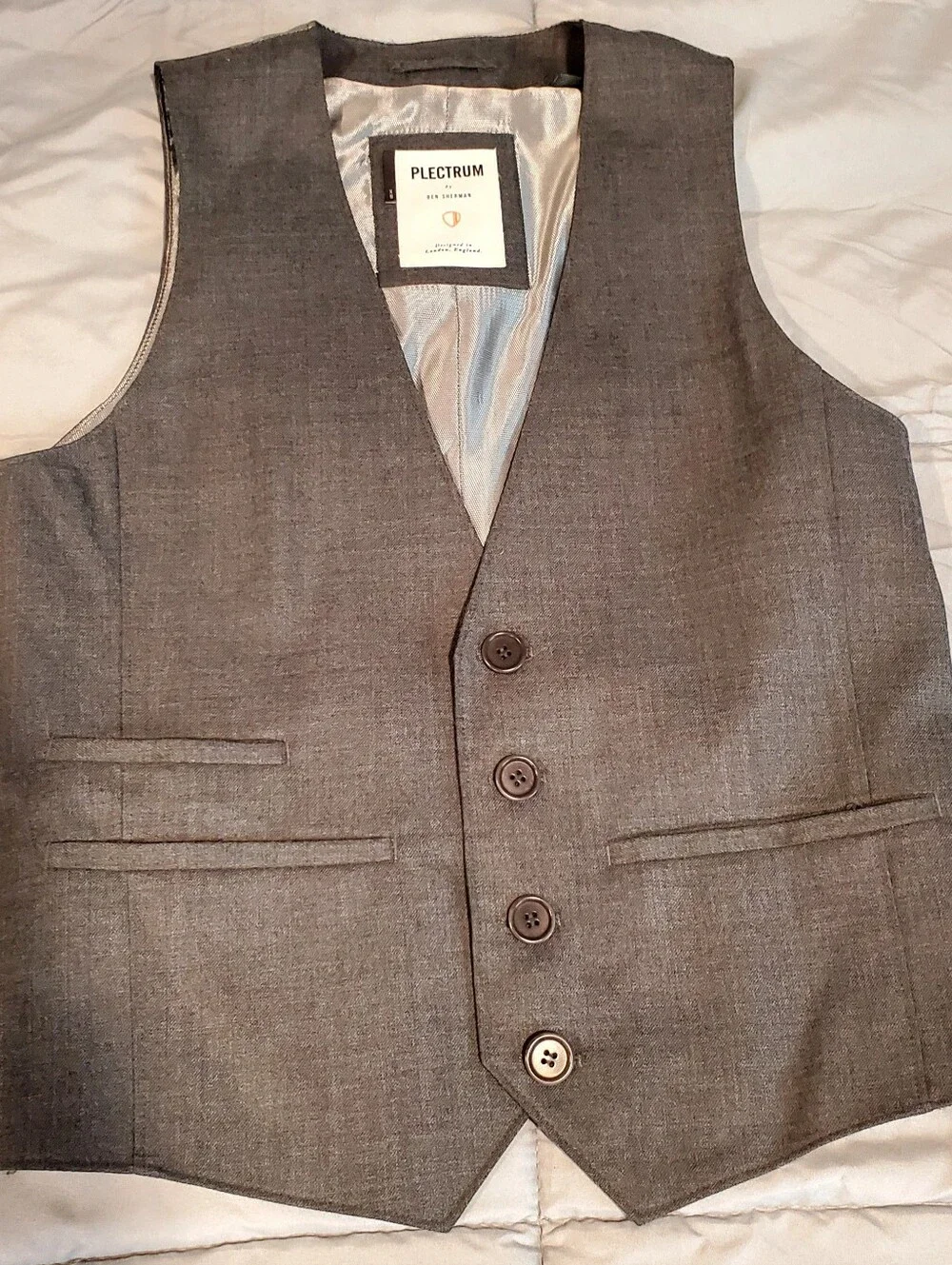 Plectrum Men's Gray Dress Vest By Ben Sherman Size XS